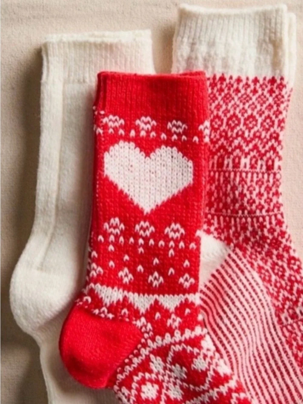 Free People Nordic Heart Knit Crew Sock Set